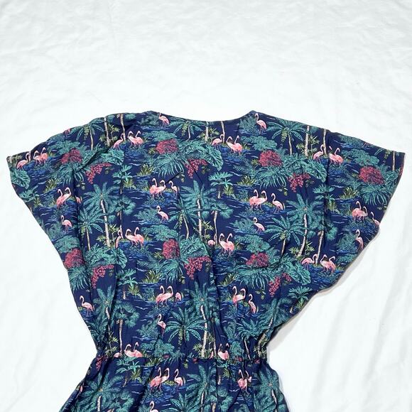 Vineyard Vines Textured Button Front Kaftan Sleeveless Dress Tropical Navy Small - Picture 6 of 14